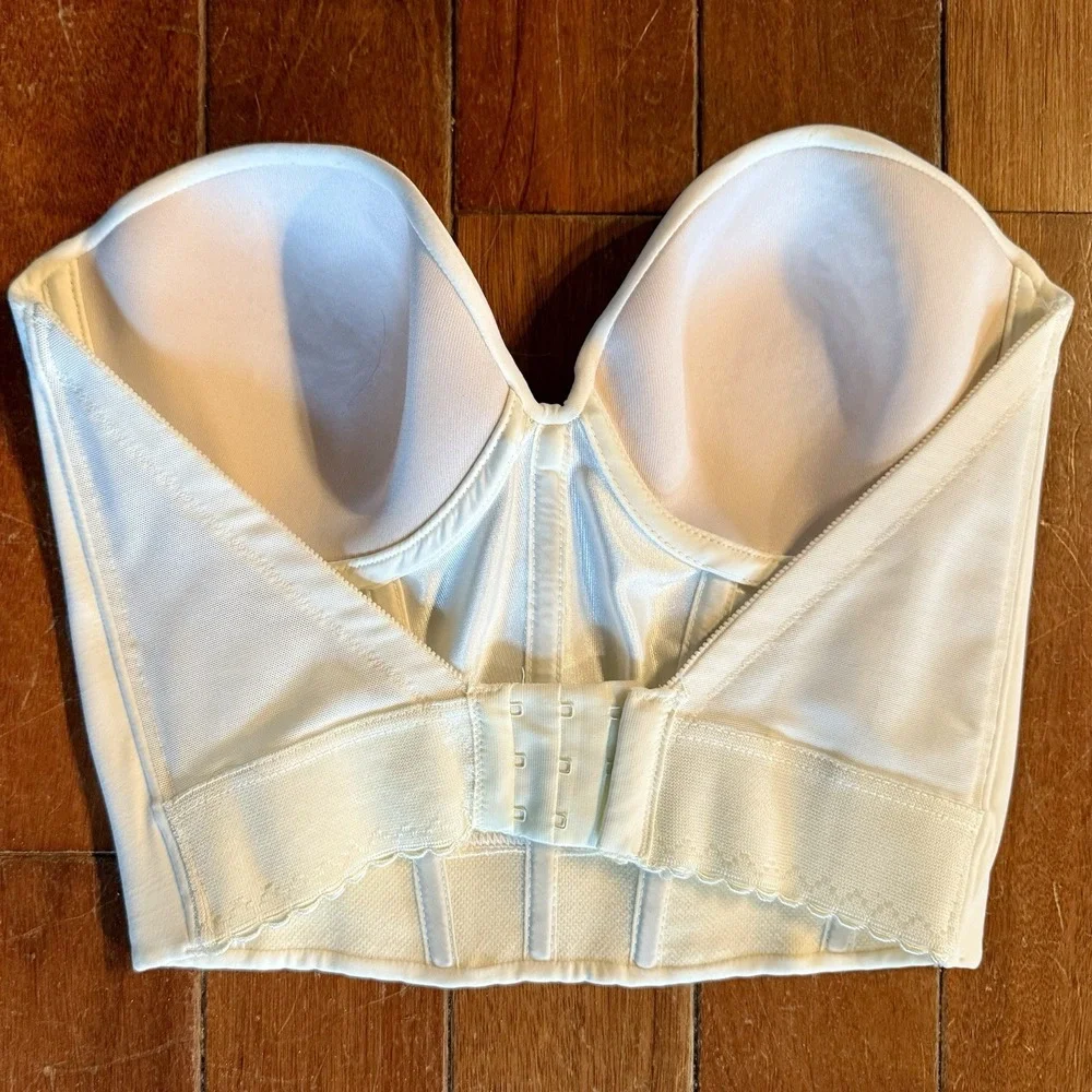 NEW! Size 34D Carnival 206 Women Low Plunge Longline Wedding Prom Bra Ivory $65!